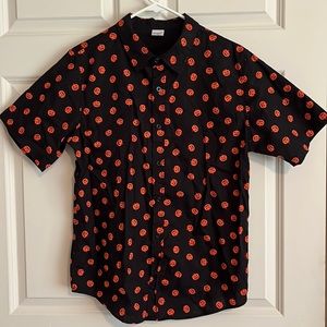 Spirit Halloween shirt black with orange pumpkins, men’s M